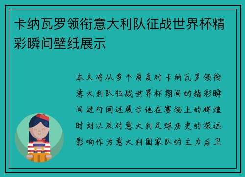 卡纳瓦罗领衔意大利队征战世界杯精彩瞬间壁纸展示